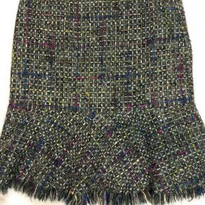 Gail Morgado Womens Size S Green tweed Fringe Pencil Straight Career Skirt